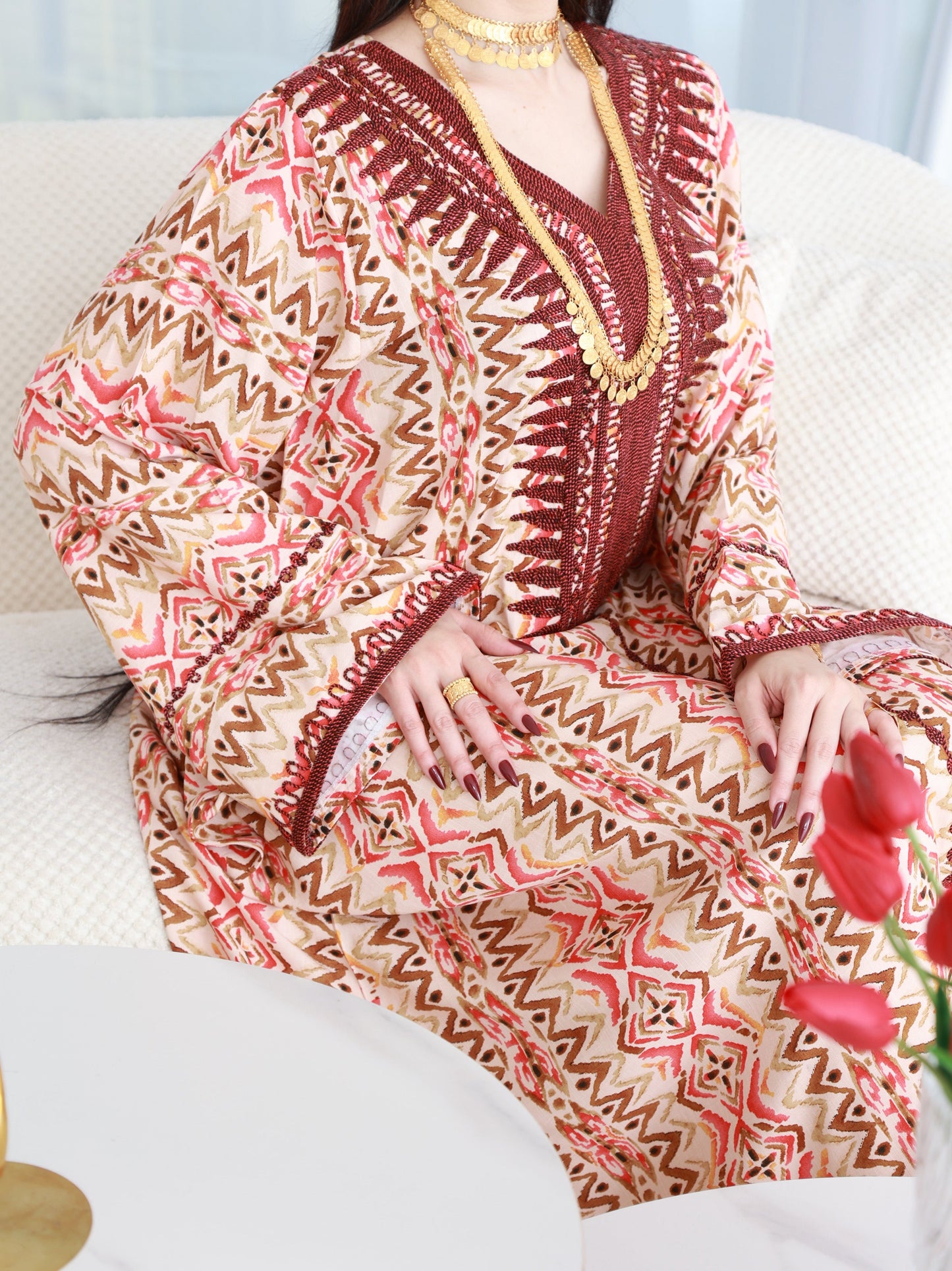 Vibrant Sunset Embroidered Dress