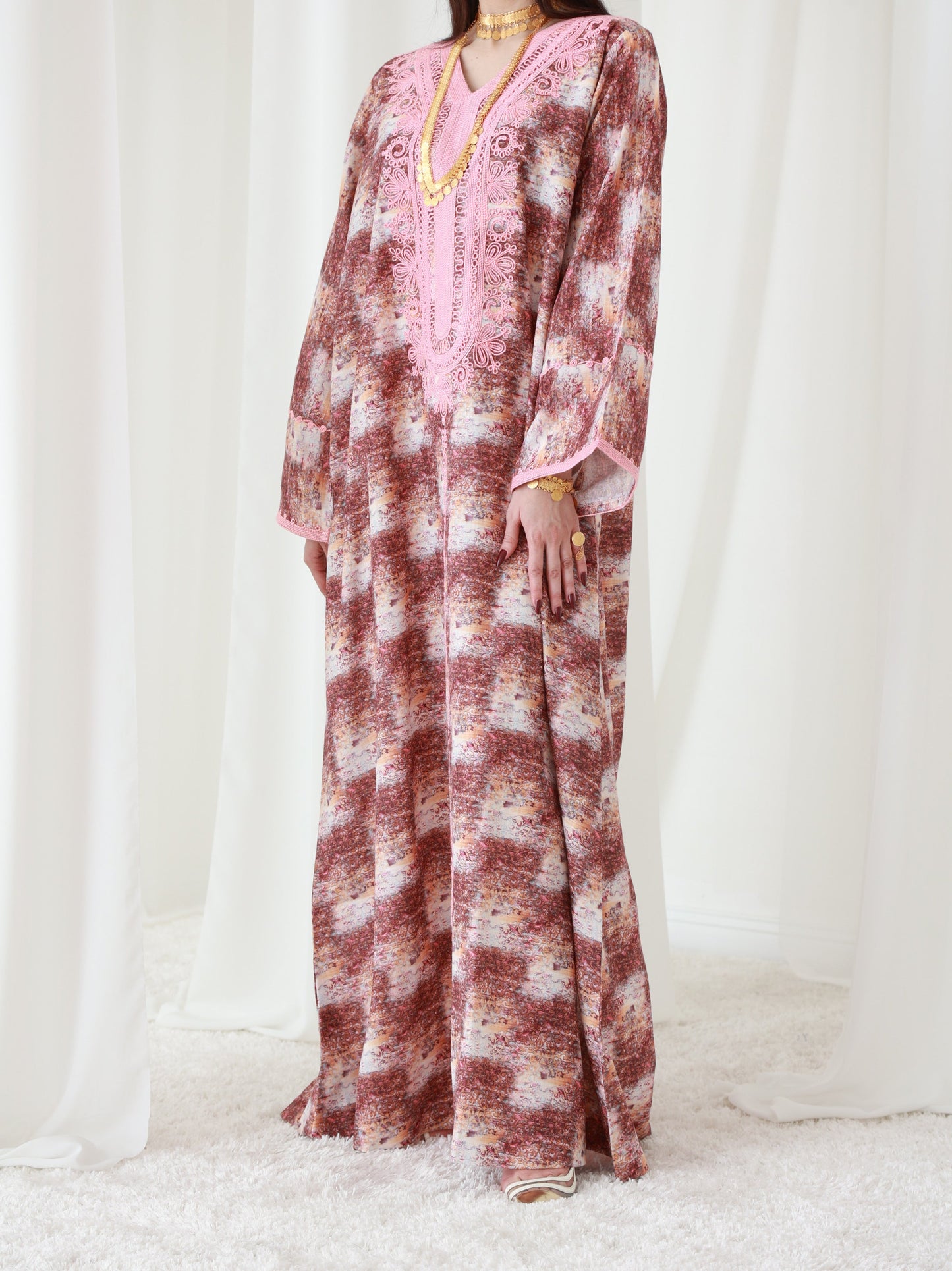 Rustic Rosewood Elegance Embroidered Dress