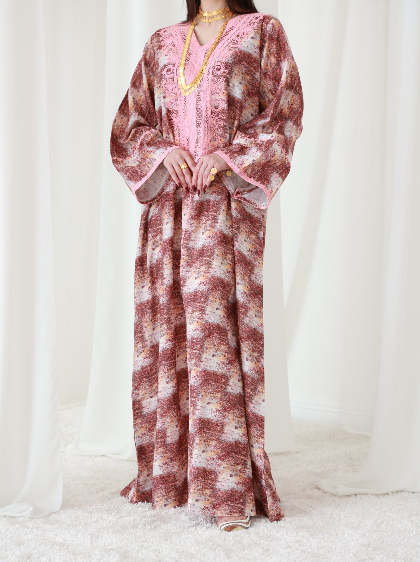 Rustic Rosewood Elegance Embroidered Dress