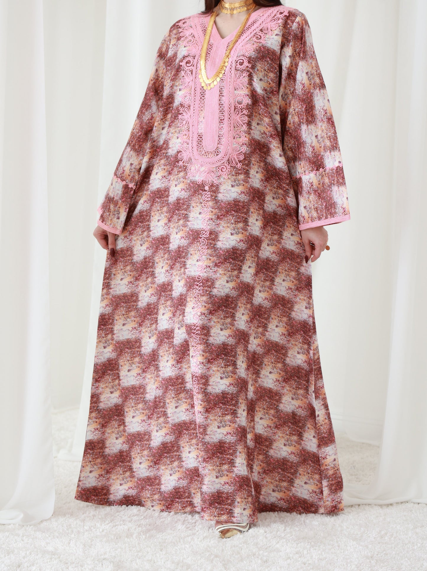 Rustic Rosewood Elegance Embroidered Dress