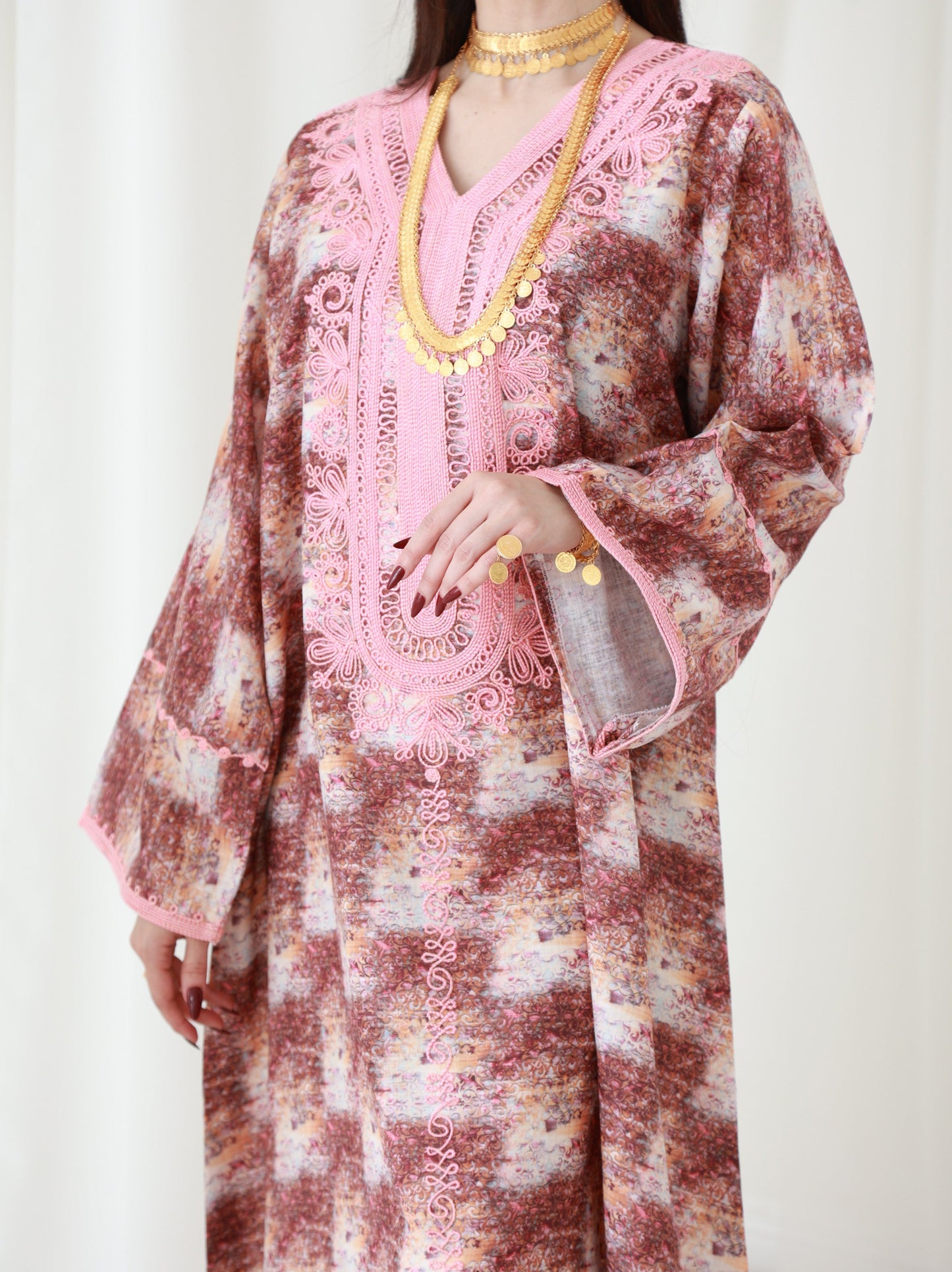 Rustic Rosewood Elegance Embroidered Dress