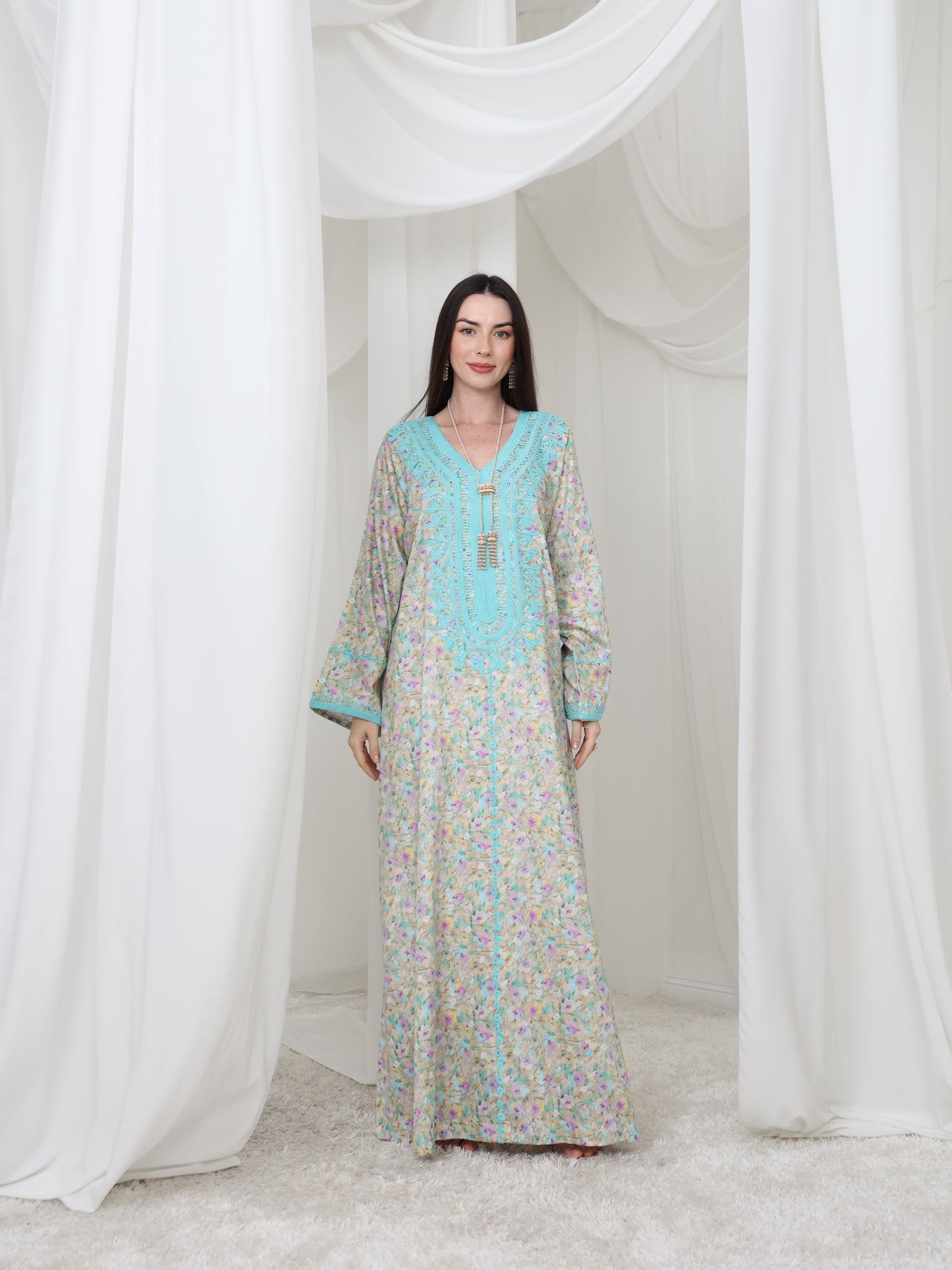 Aqua Blossom Kaftan