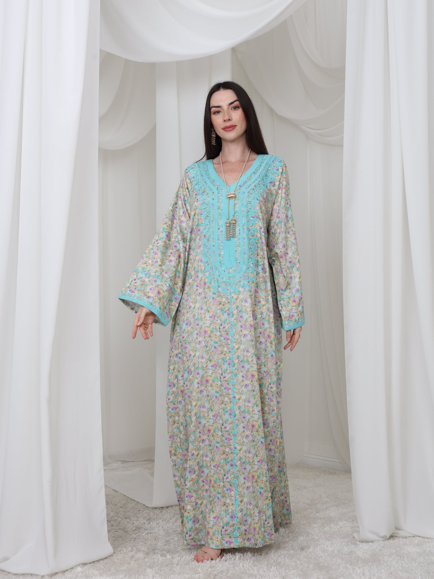 Aqua Blossom Kaftan
