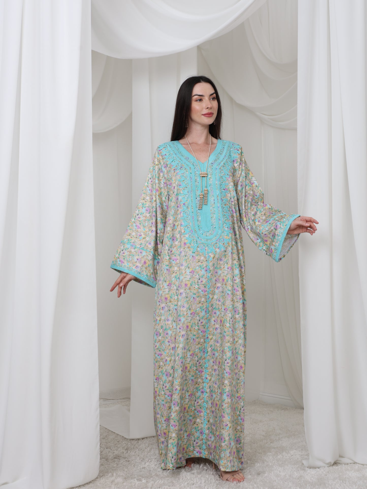 Aqua Blossom Kaftan