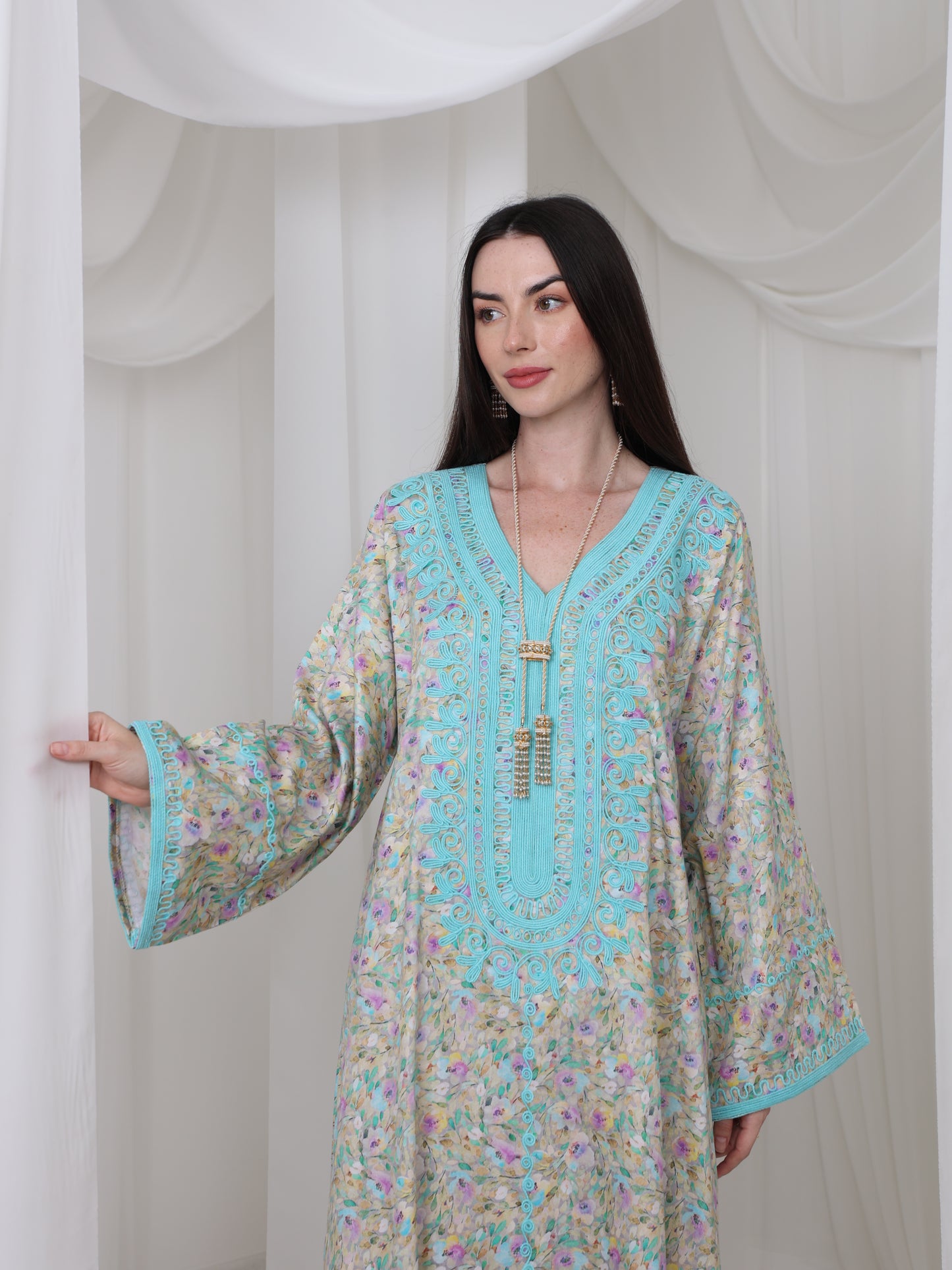 Aqua Blossom Kaftan