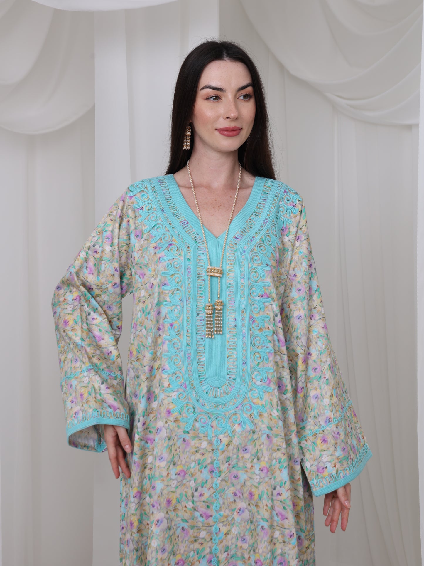 Aqua Blossom Kaftan