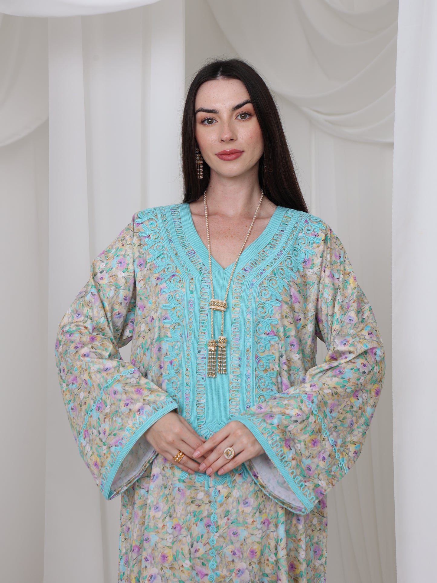 Aqua Blossom Kaftan