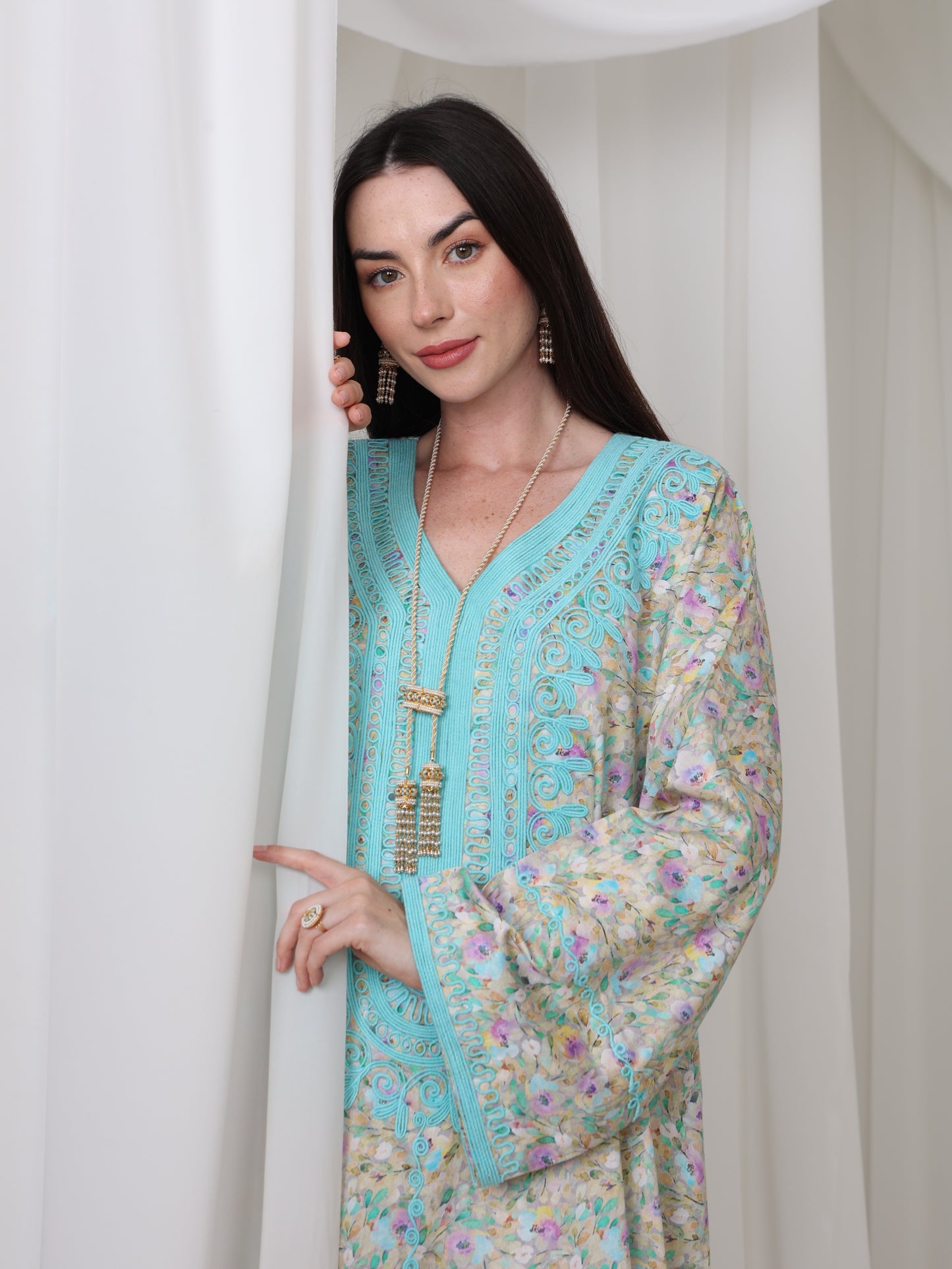 Aqua Blossom Kaftan