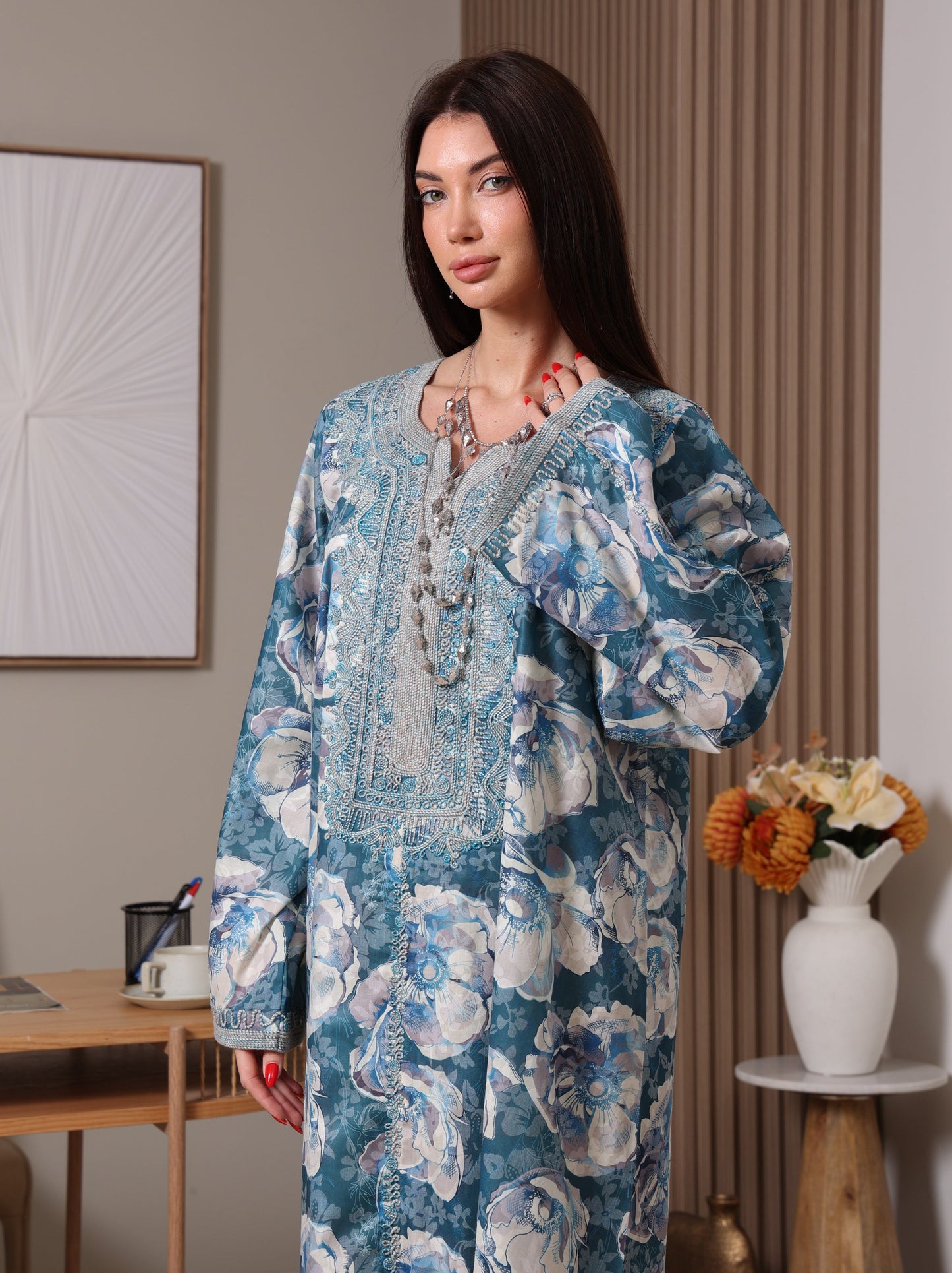 Azure Peony Kaftan