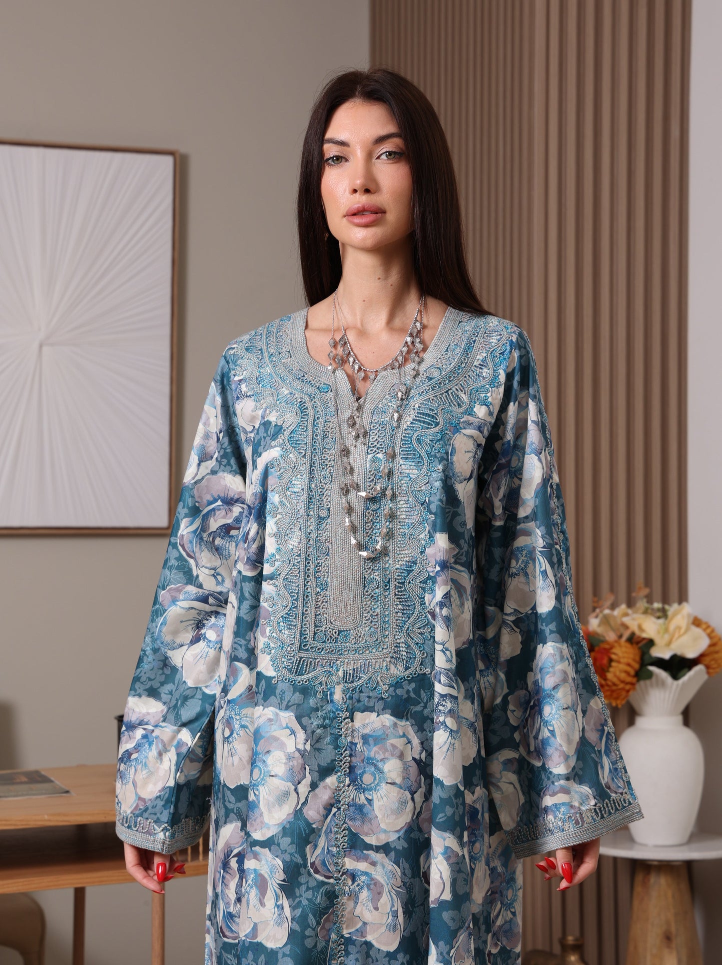 Azure Peony Kaftan