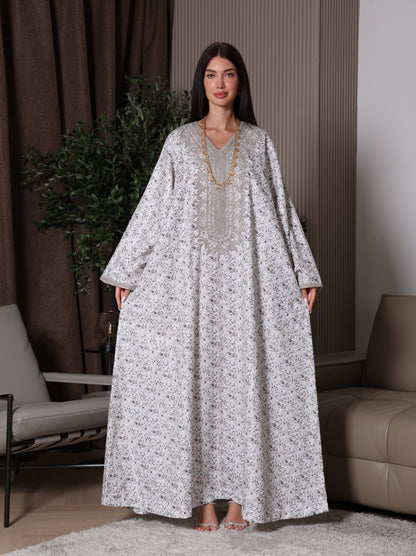 Cream Blossom Kaftan Set
