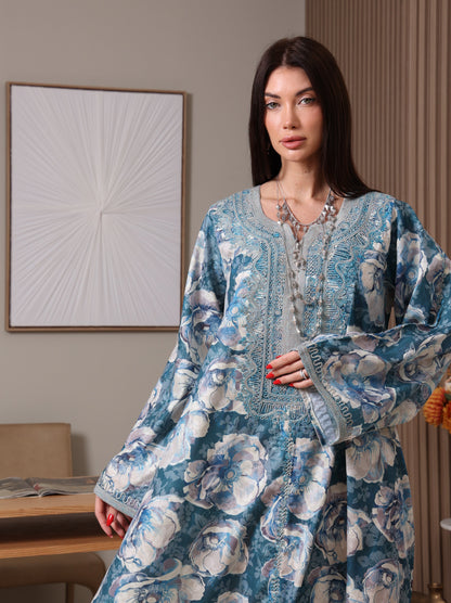 Azure Peony Kaftan