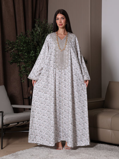 Cream Blossom Kaftan Set