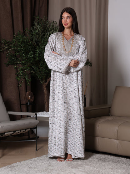 Cream Blossom Kaftan Set