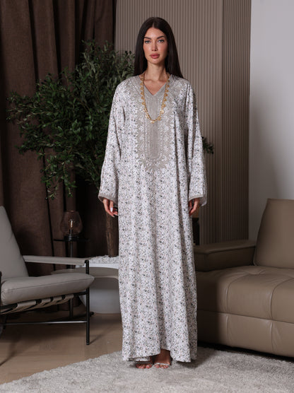 Cream Blossom Kaftan Set