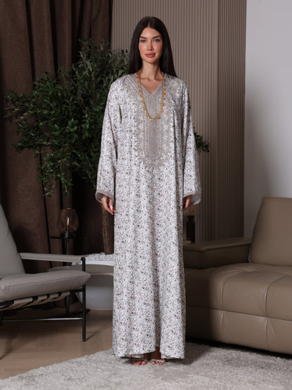 Cream Blossom Kaftan Set