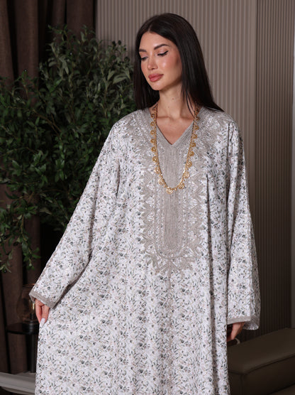 Cream Blossom Kaftan Set