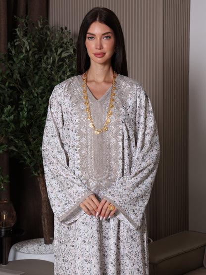 Cream Blossom Kaftan Set