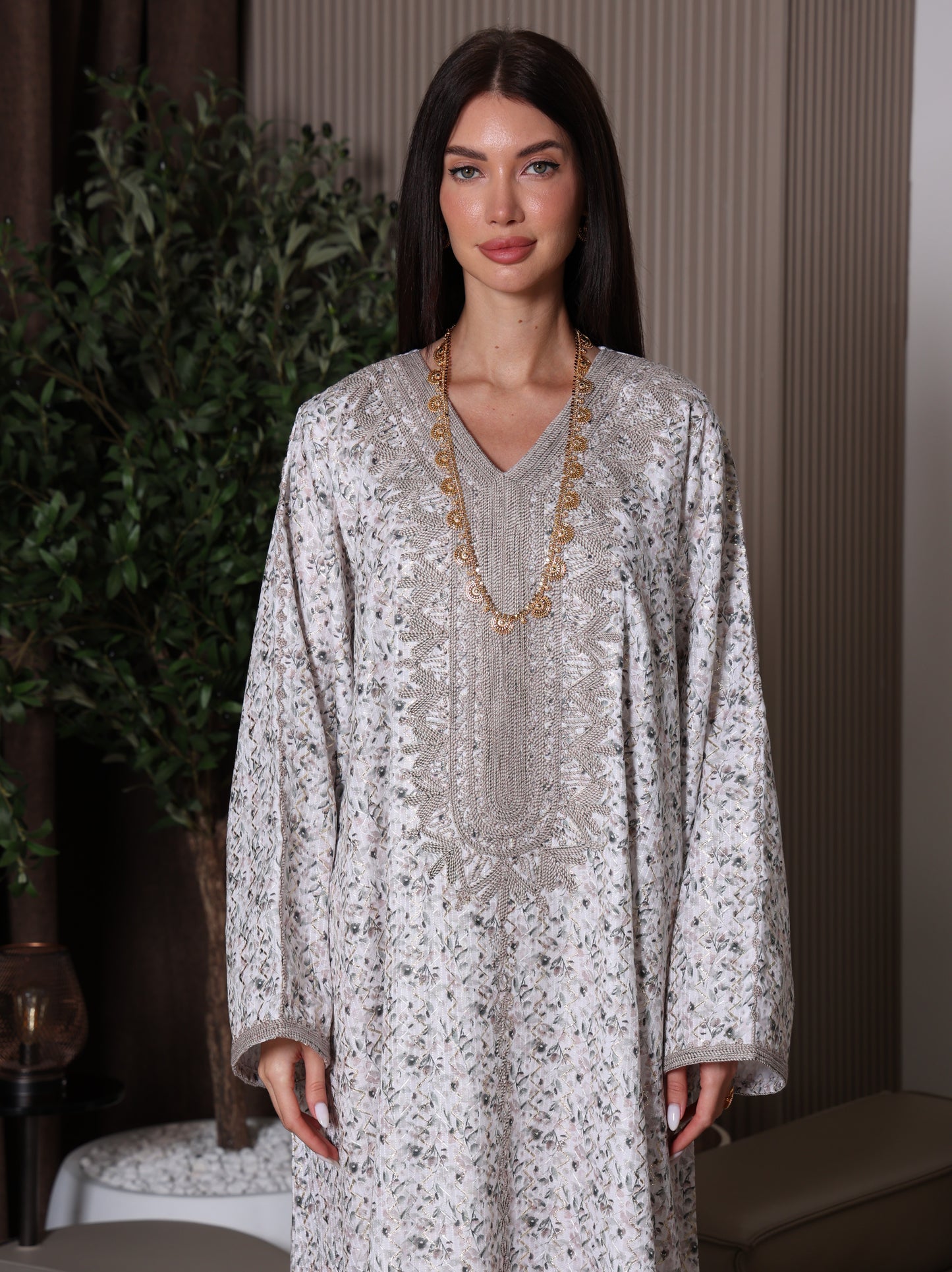 Cream Blossom Kaftan Set
