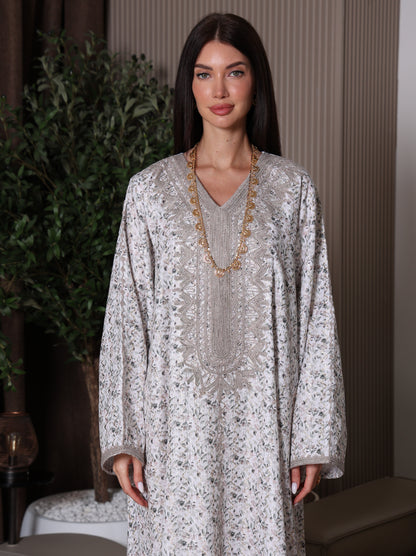 Cream Blossom Kaftan Set