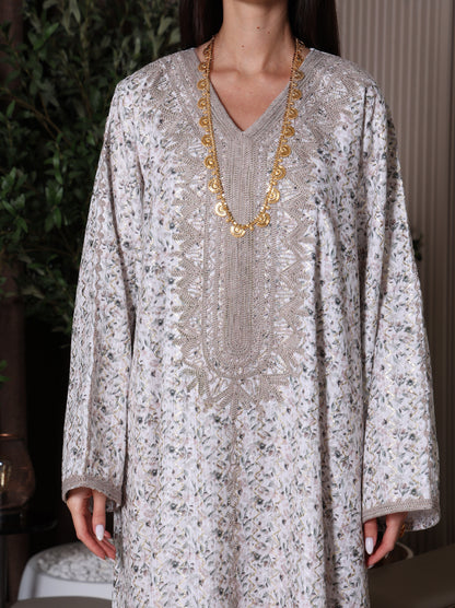 Cream Blossom Kaftan Set