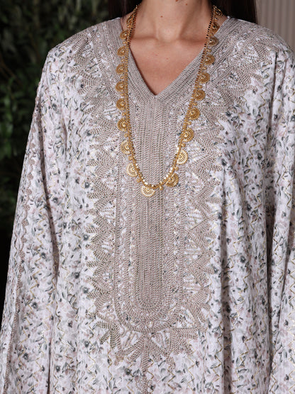 Cream Blossom Kaftan Set