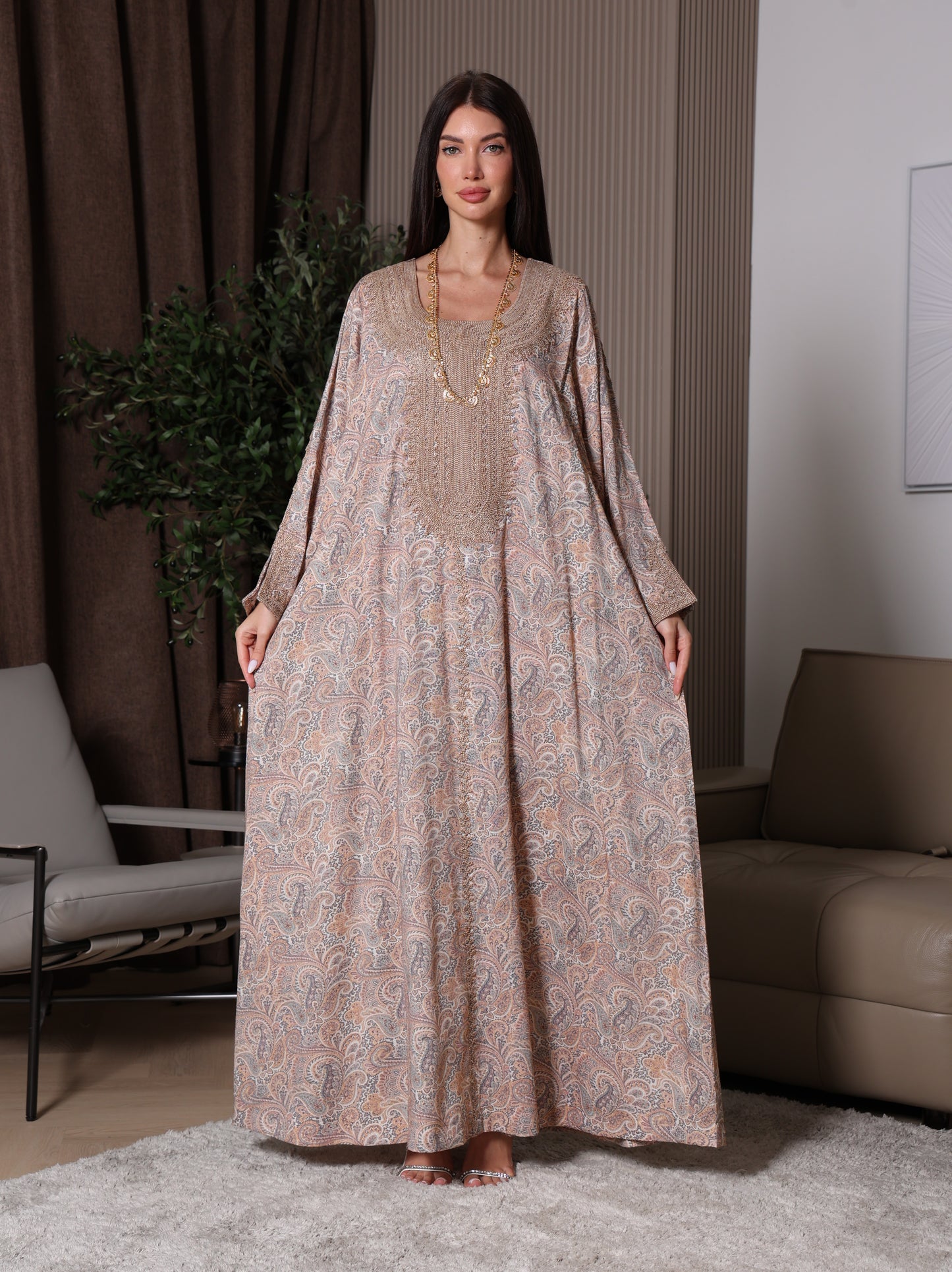 Sandstone Paisley Kaftan Set