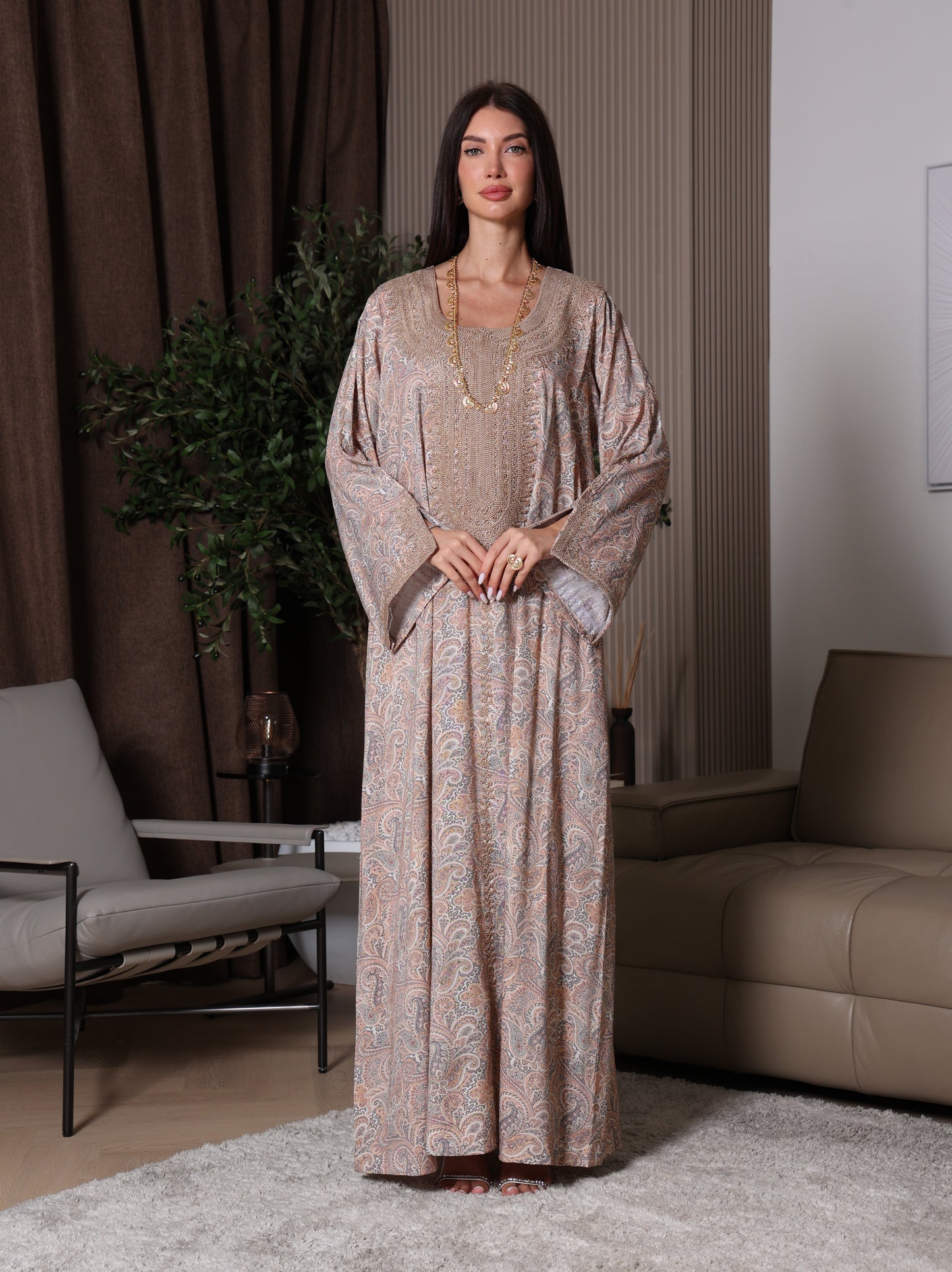 Sandstone Paisley Kaftan Set