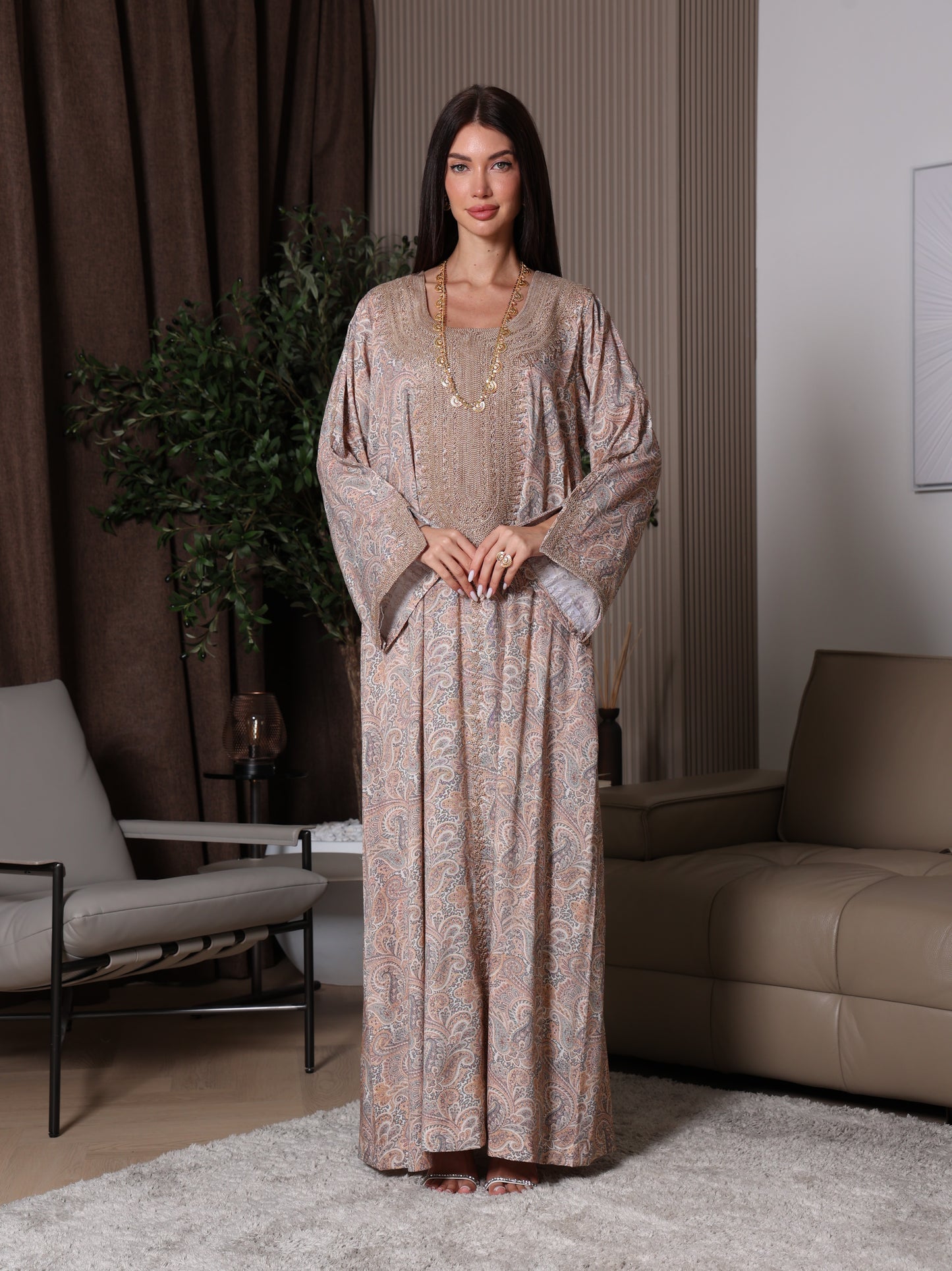 Sandstone Paisley Kaftan Set