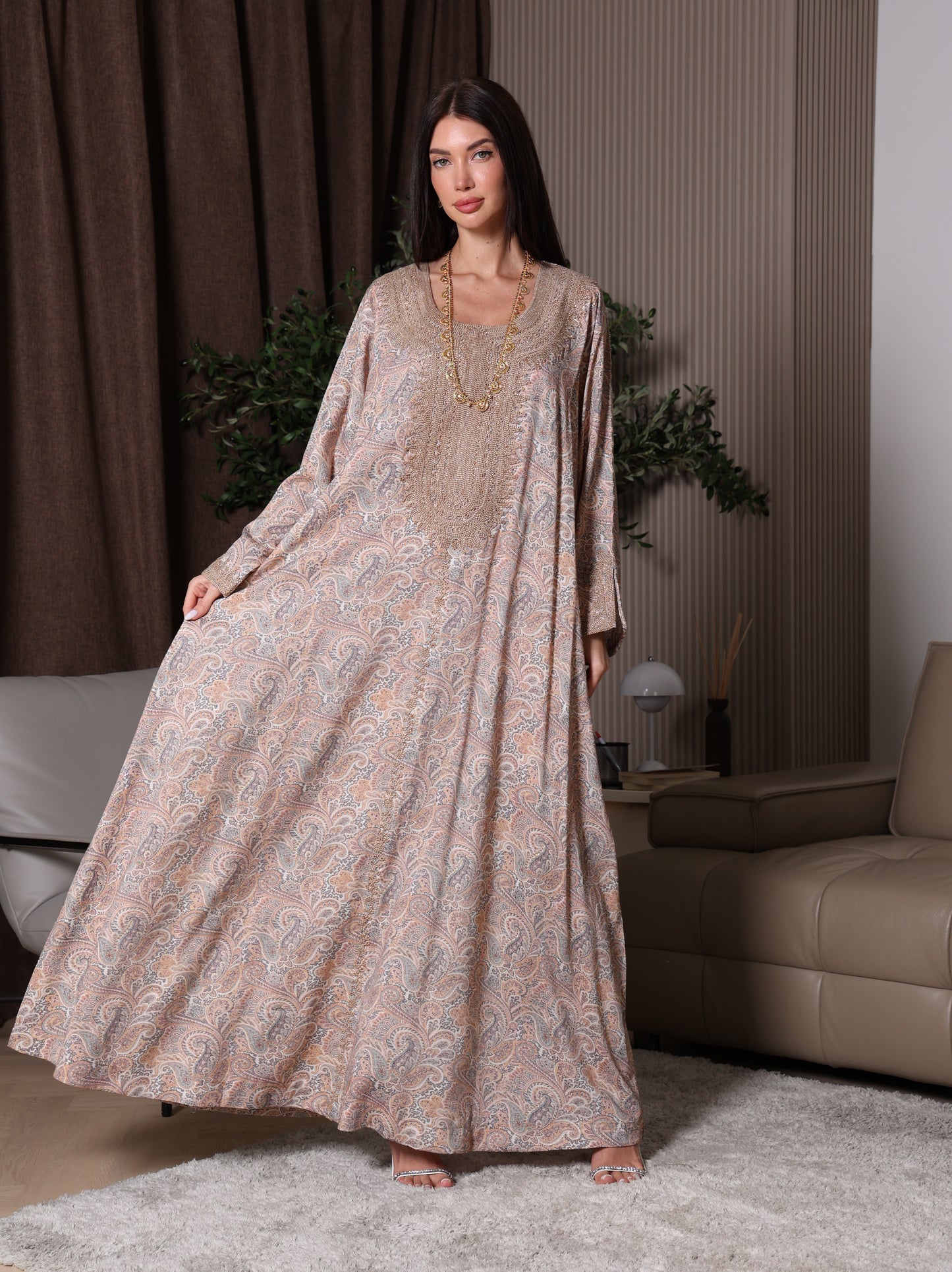 Sandstone Paisley Kaftan Set