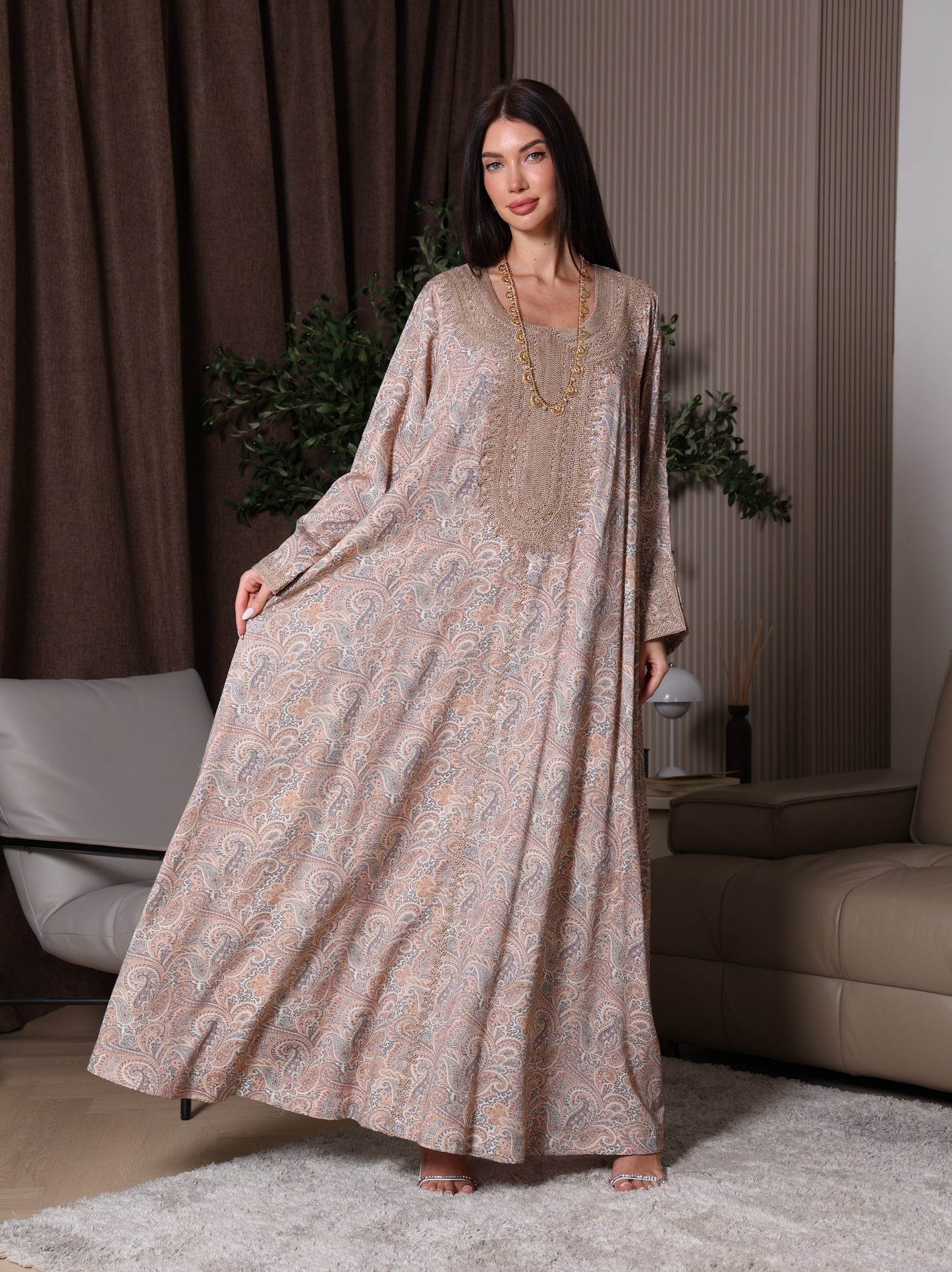 Sandstone Paisley Kaftan Set
