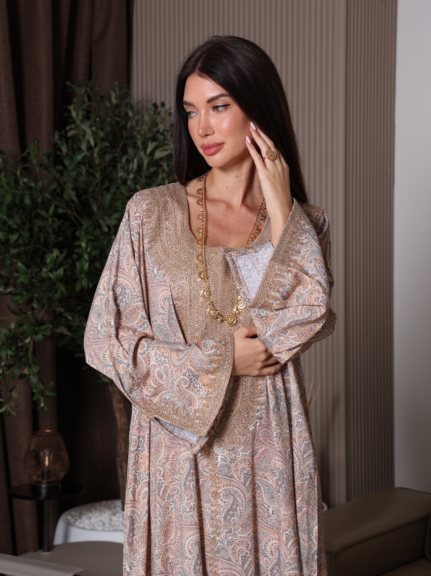 Sandstone Paisley Kaftan Set
