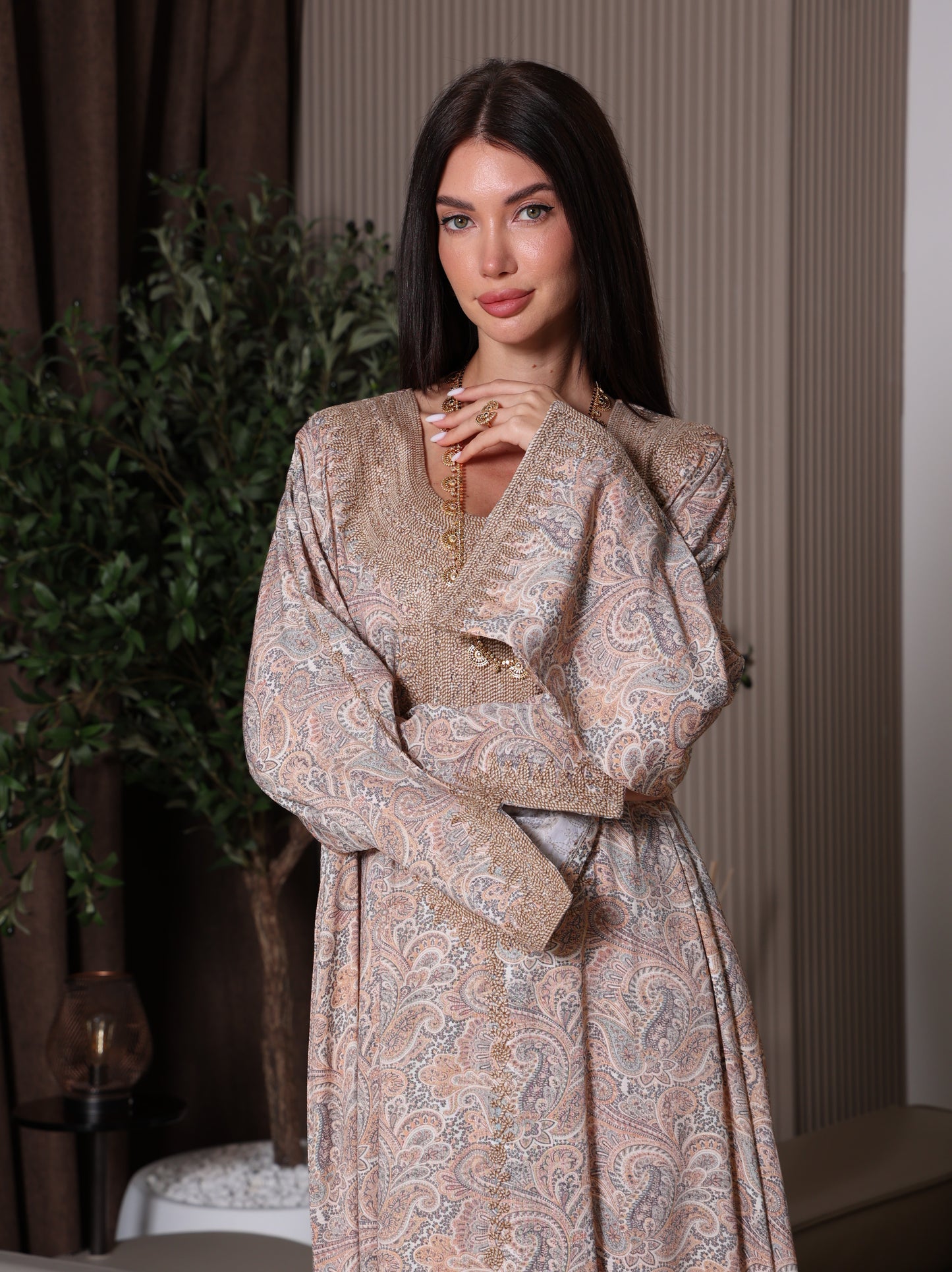Sandstone Paisley Kaftan Set