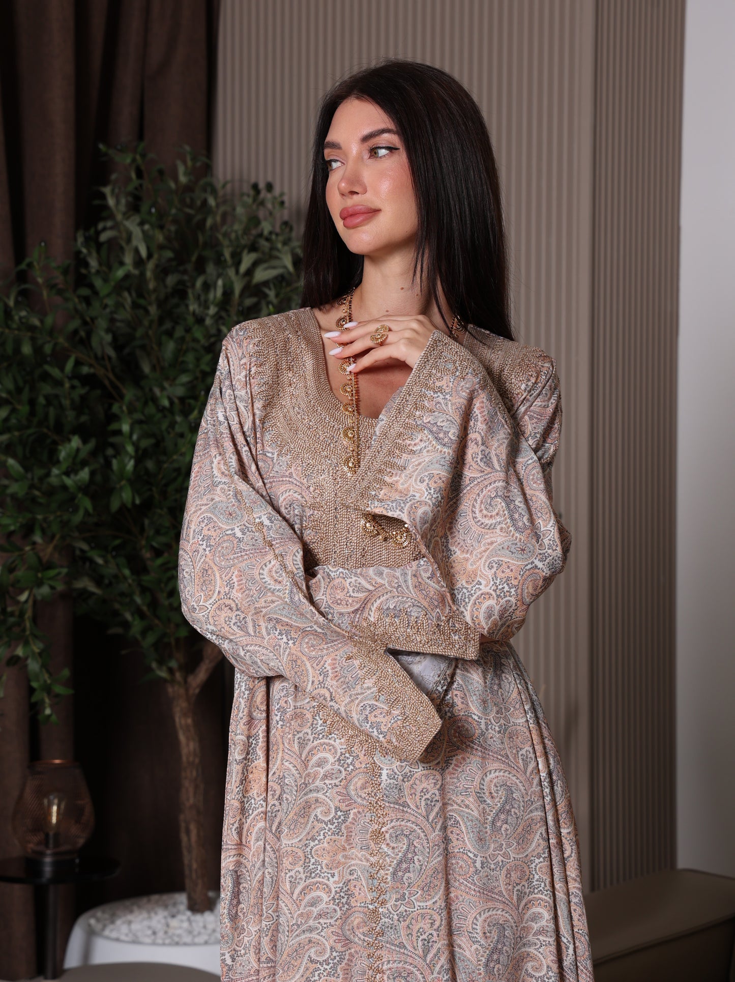 Sandstone Paisley Kaftan Set