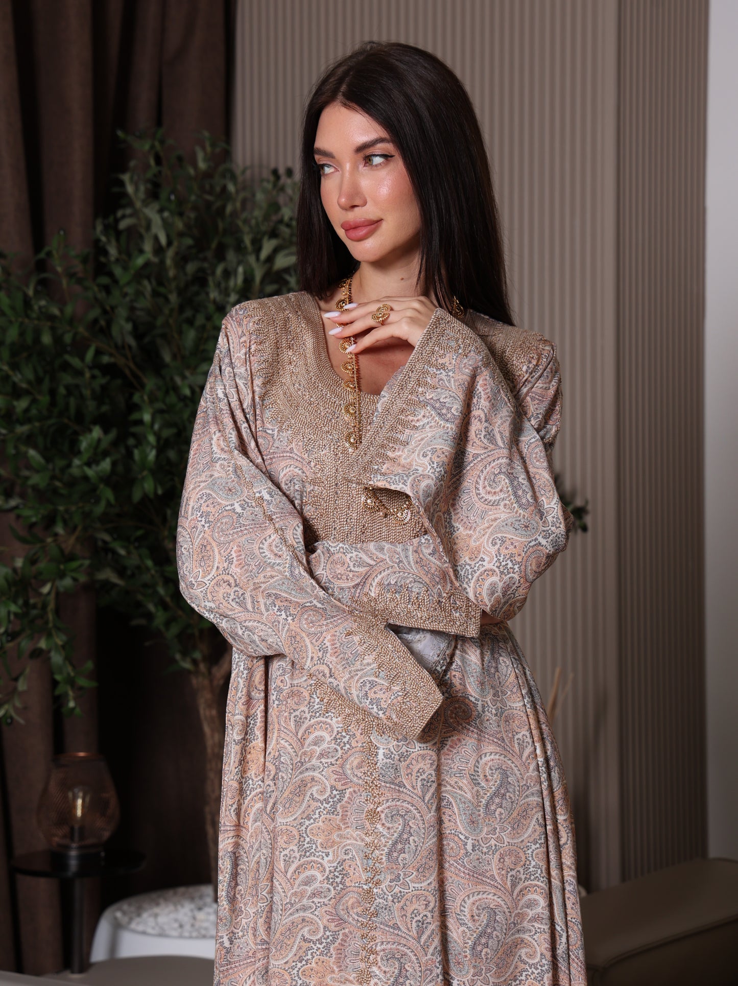 Sandstone Paisley Kaftan Set
