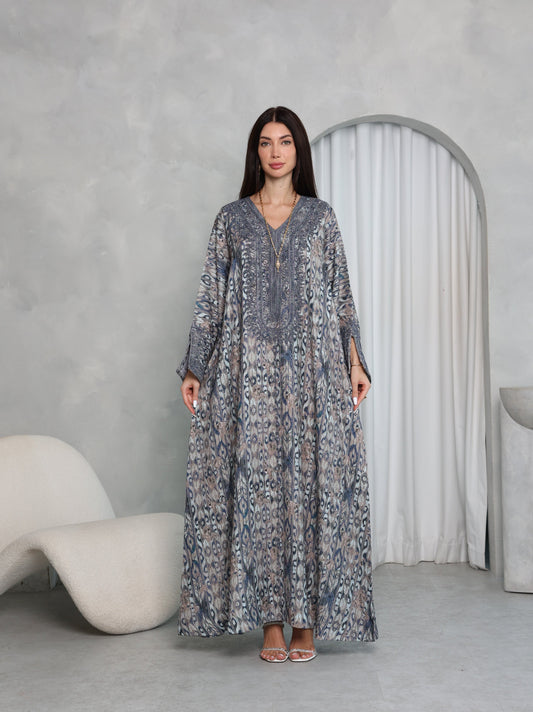 Slate Ikat Kaftan