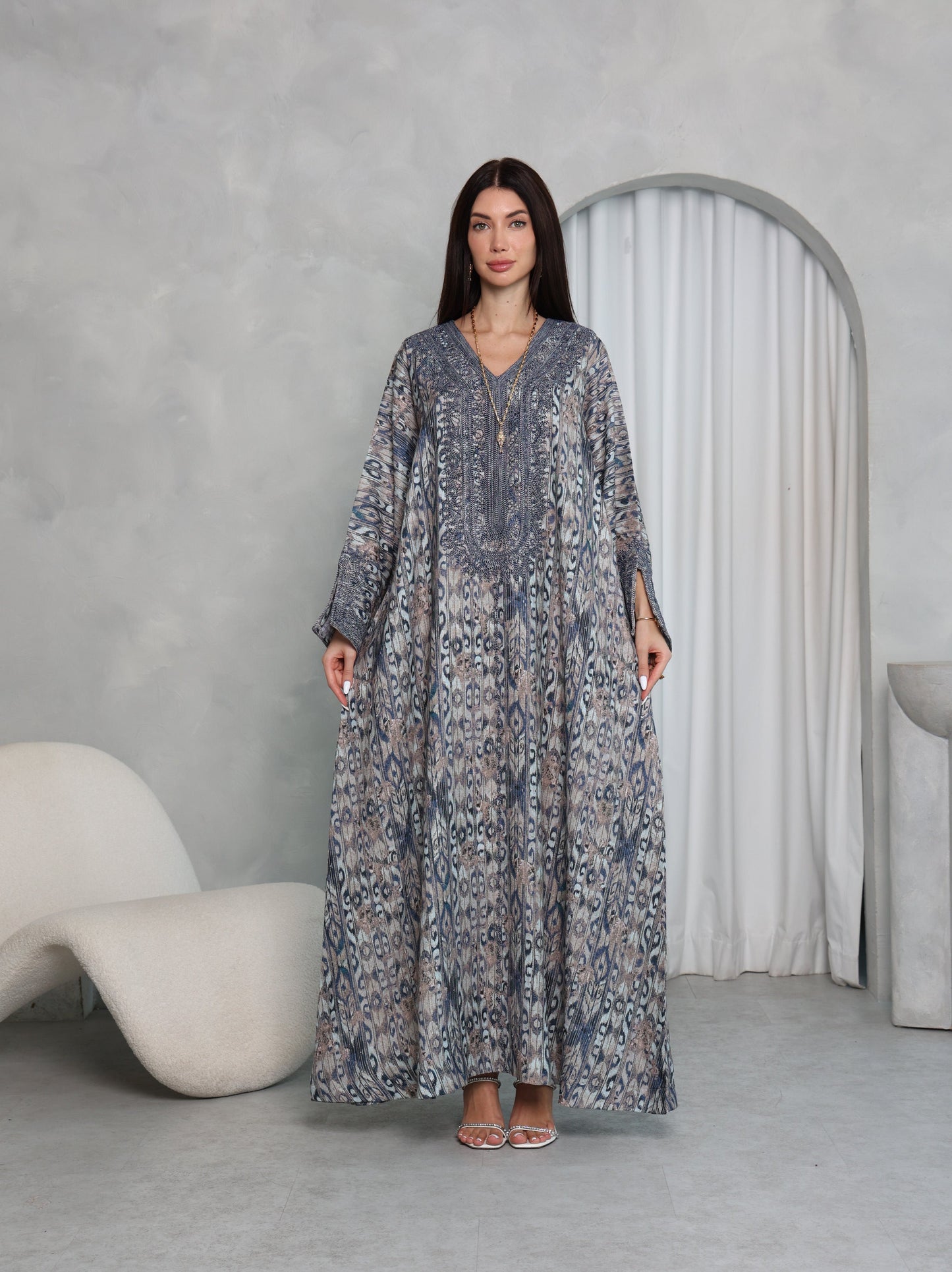 Slate Ikat Kaftan
