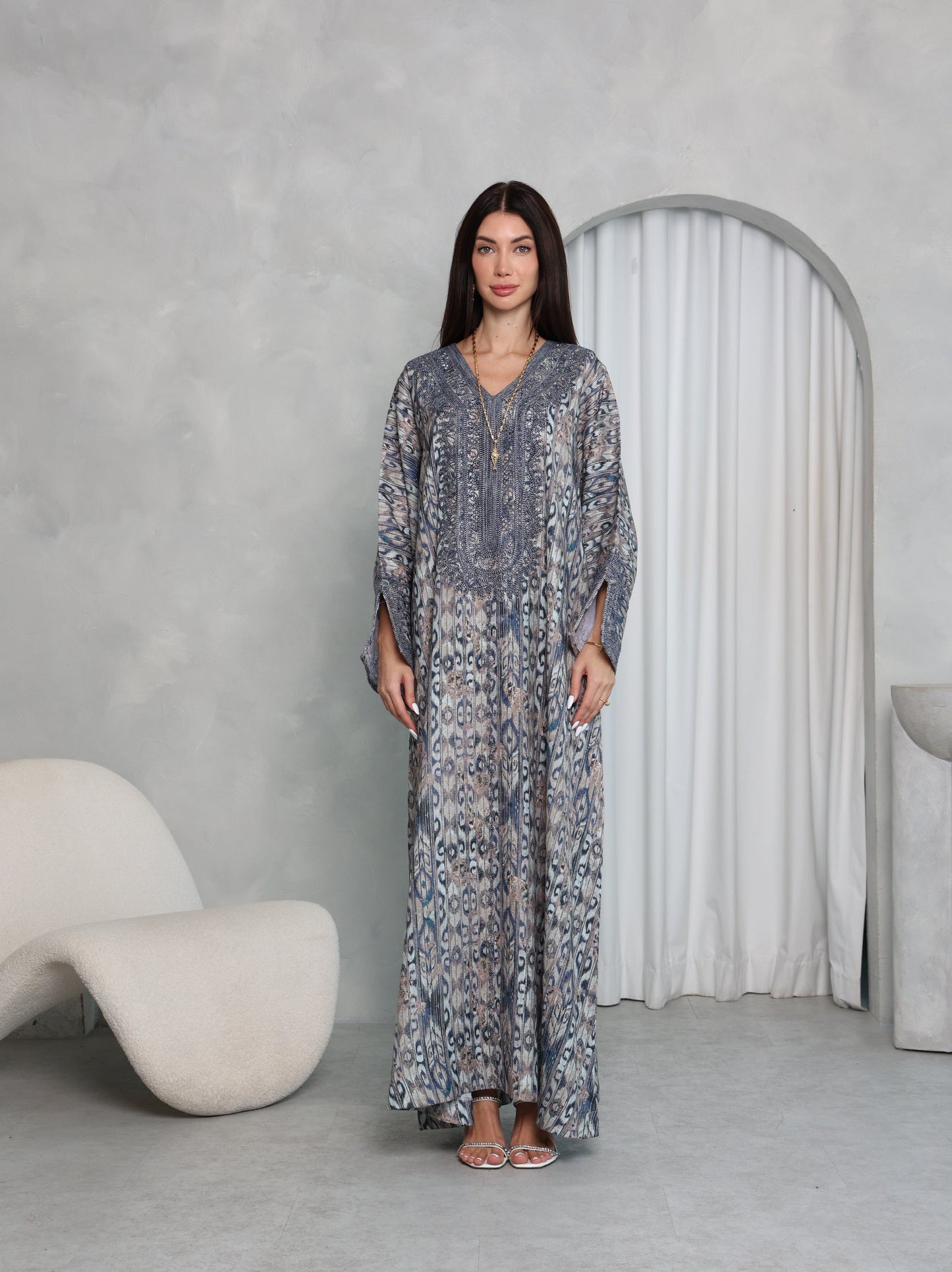 Slate Ikat Kaftan