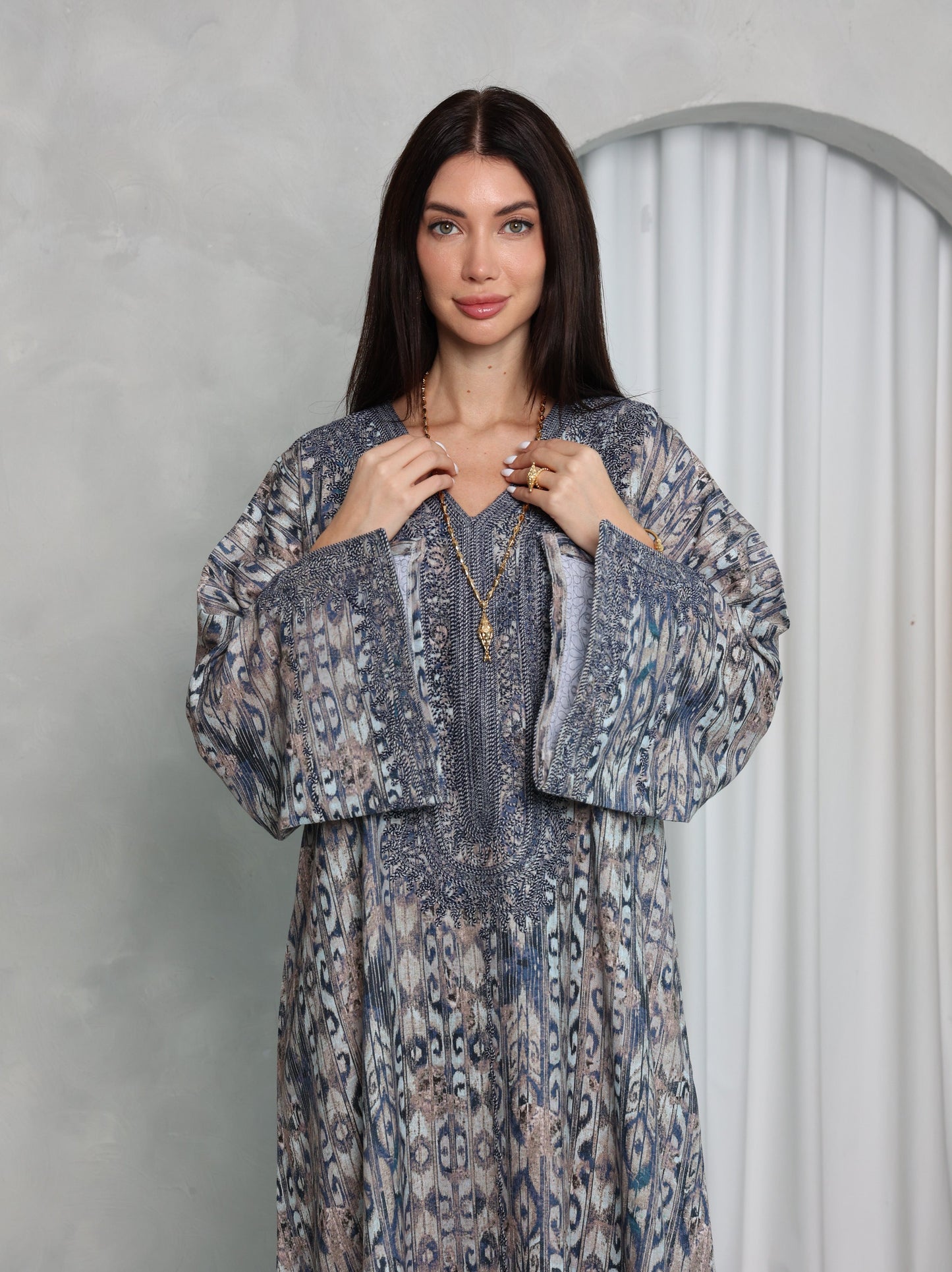 Slate Ikat Kaftan