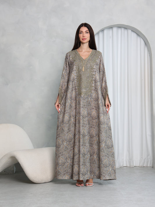 Taupe Paisley Kaftan