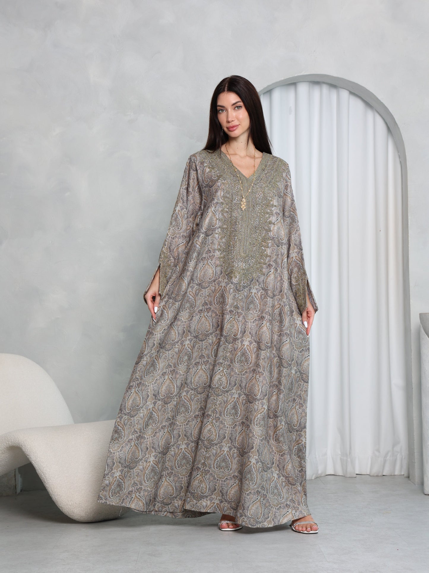 Taupe Paisley Kaftan