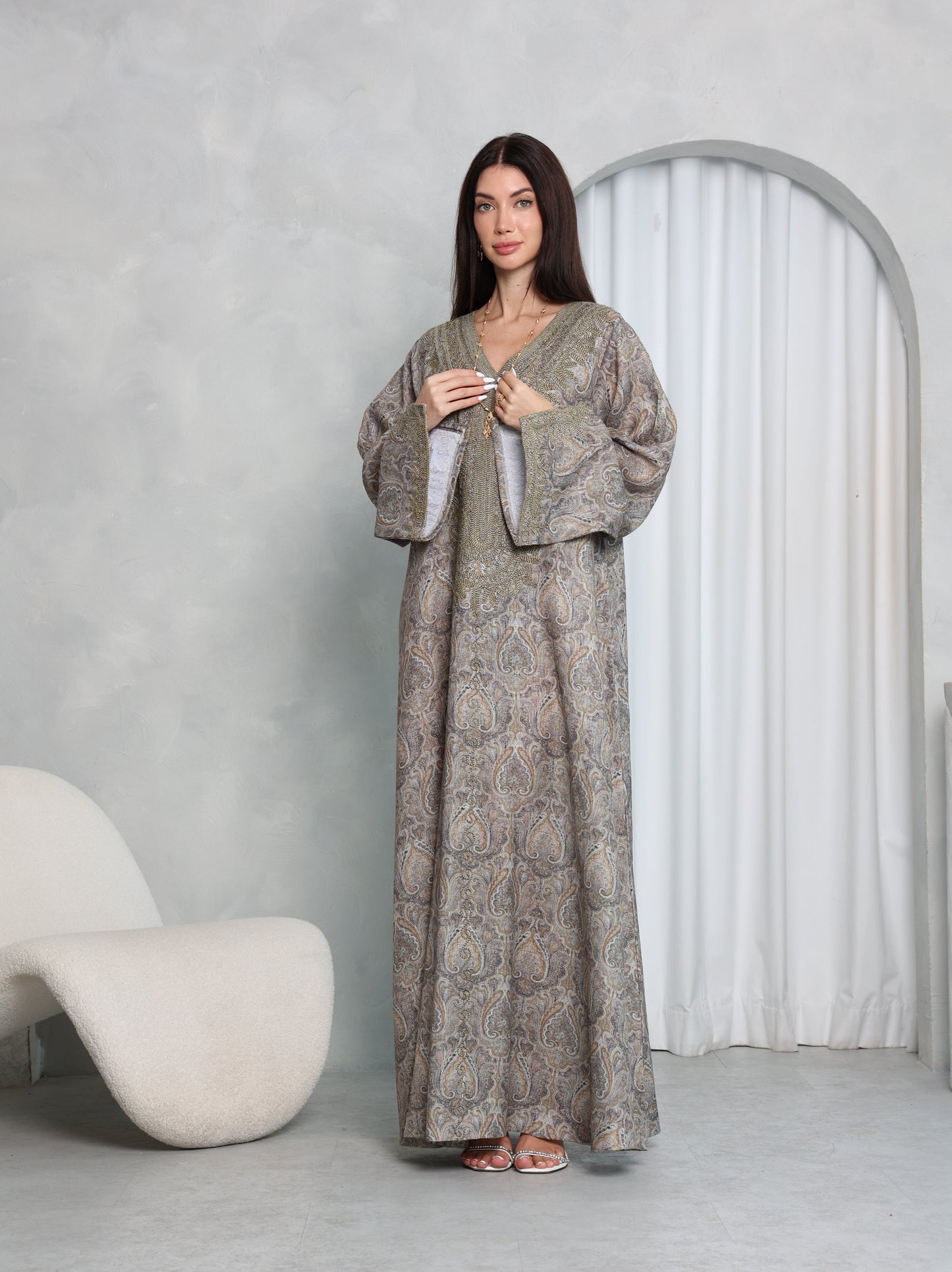 Taupe Paisley Kaftan