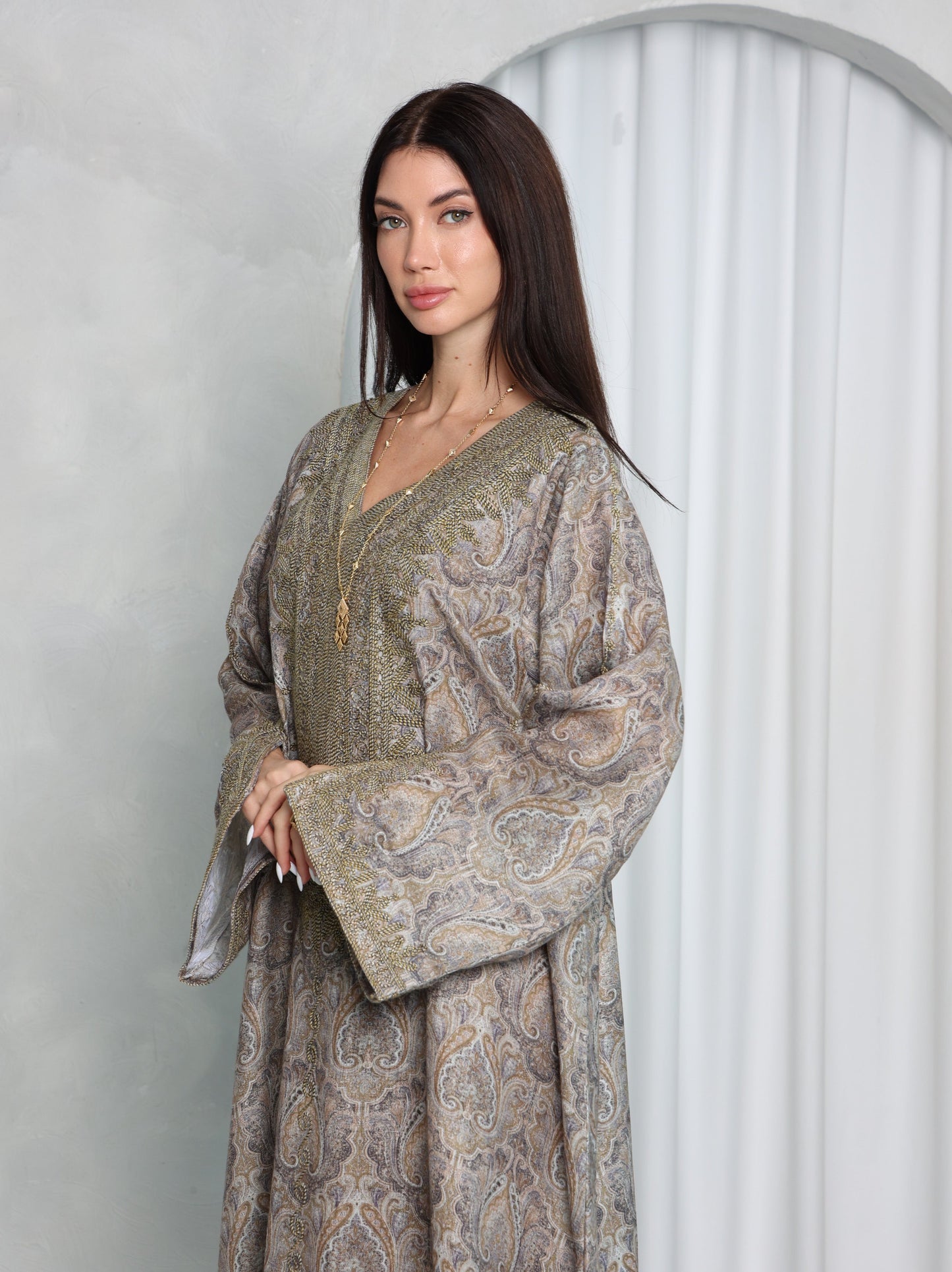 Taupe Paisley Kaftan