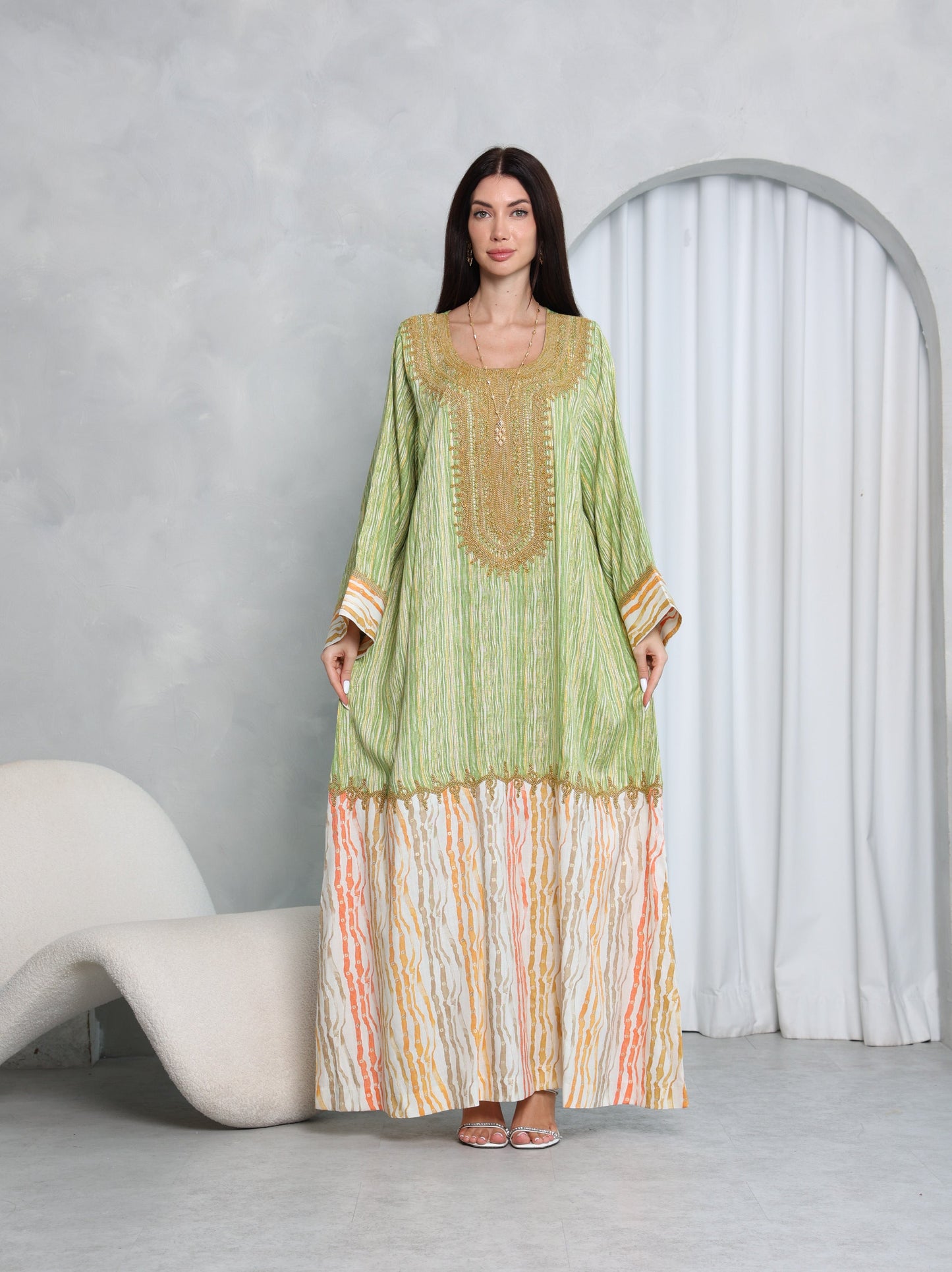 Pistachio Stripe Kaftan