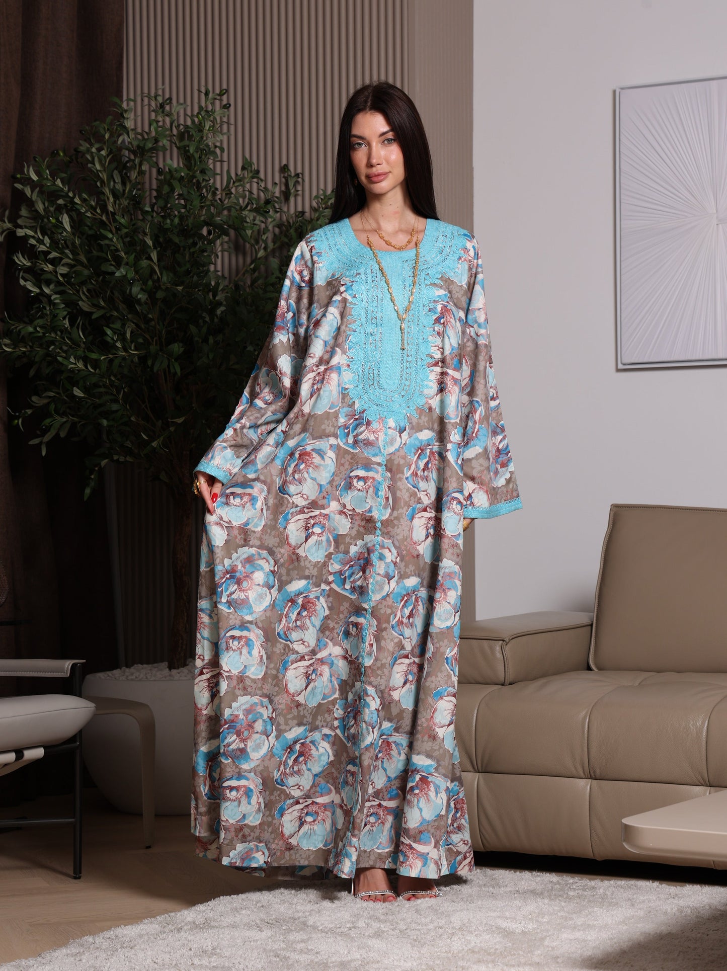 Azure Bloom Kaftan