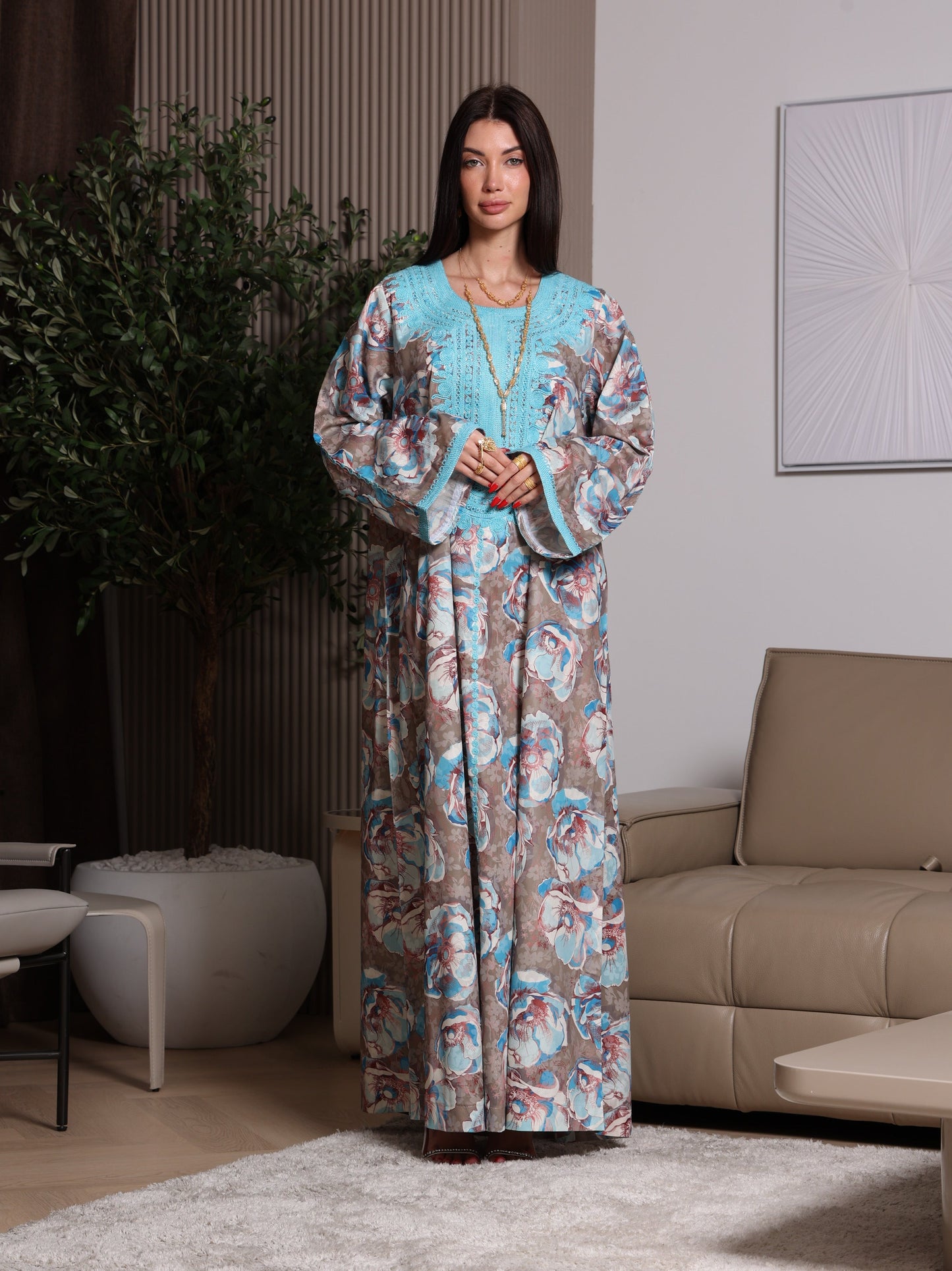 Azure Bloom Kaftan