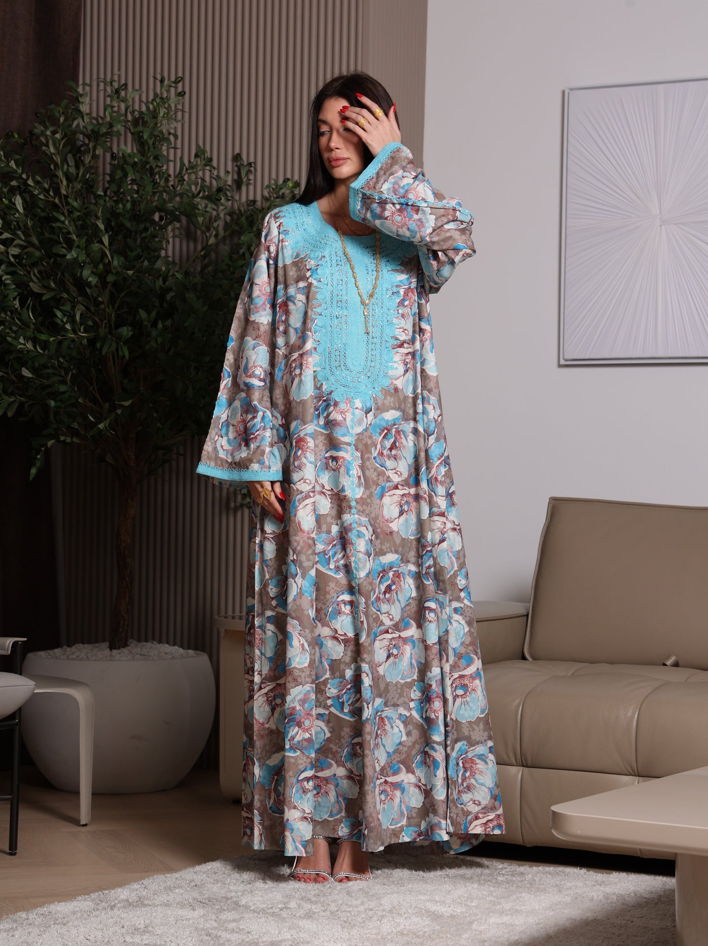 Azure Bloom Kaftan