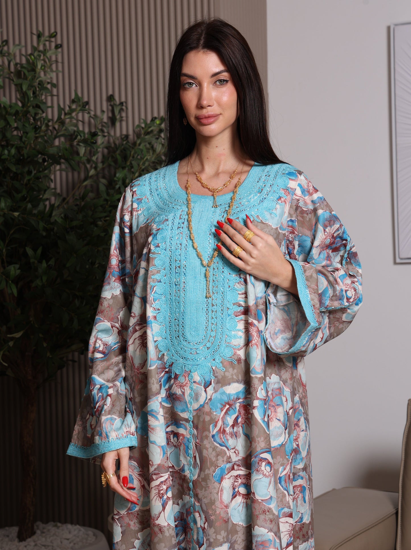 Azure Bloom Kaftan