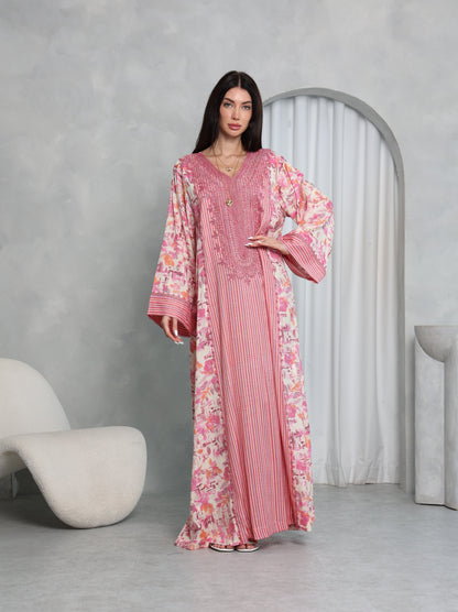 Pink Botanical Kaftan