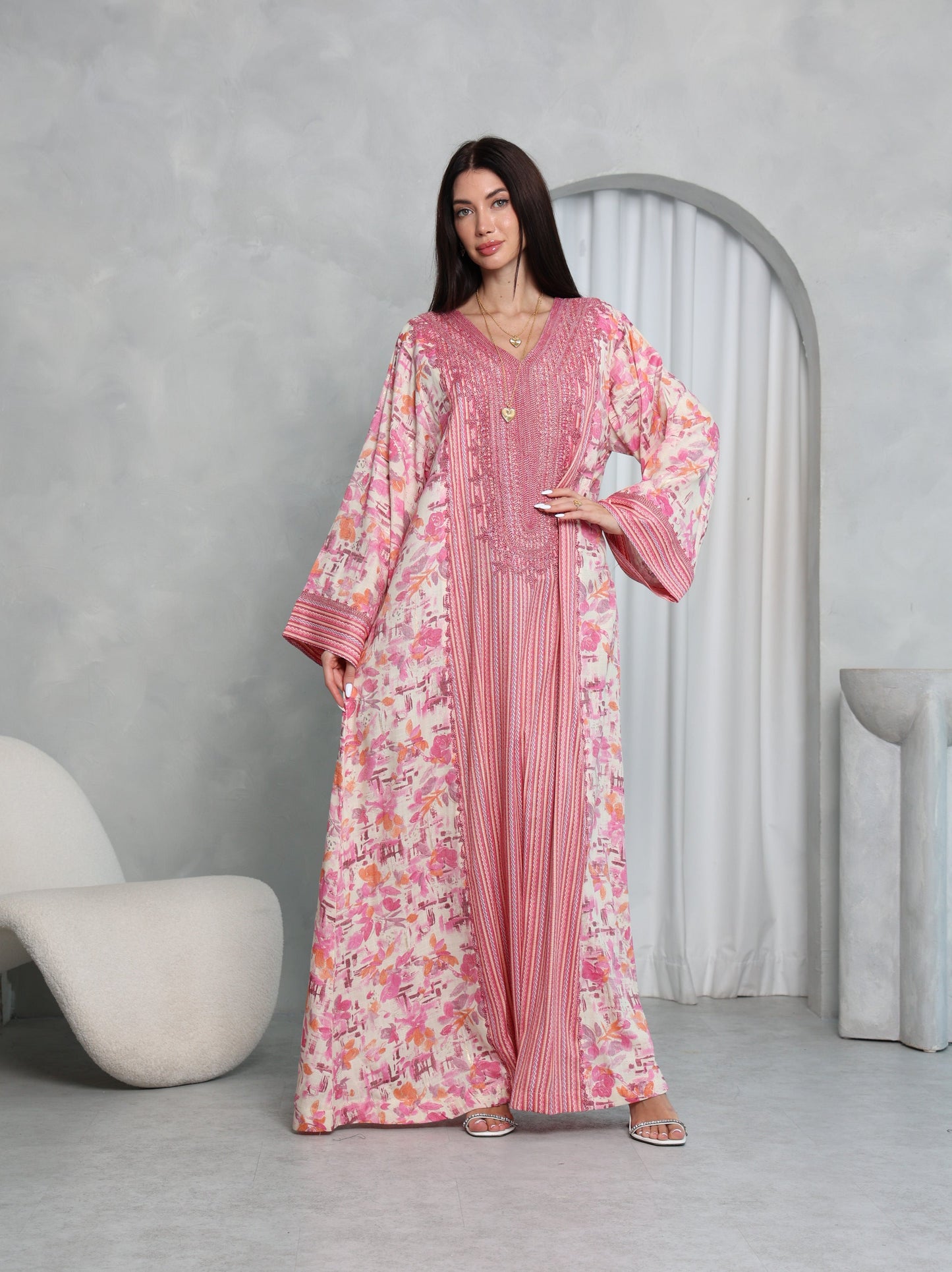 Pink Botanical Kaftan